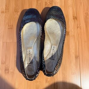 Jimmy Choo Multicolor Iridescent Snakeskin Patterned Flats